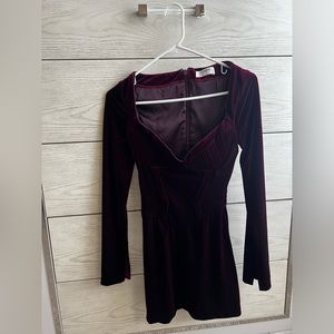 House of Cb BLACK CHERRY PIN TUCK MINI DRESS